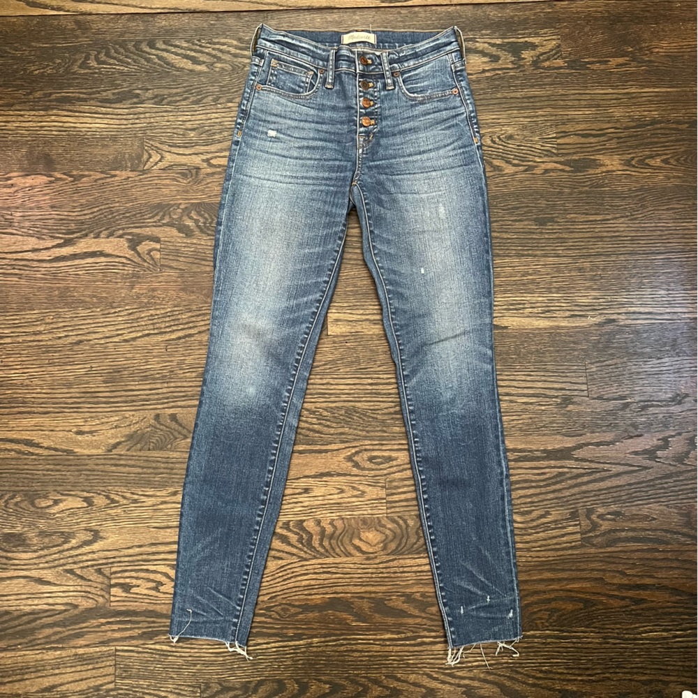 Madewell 9” High Riser Skinny Skinny Jeans: Raw-Hem, Size 26 Tall, Blue Denim
